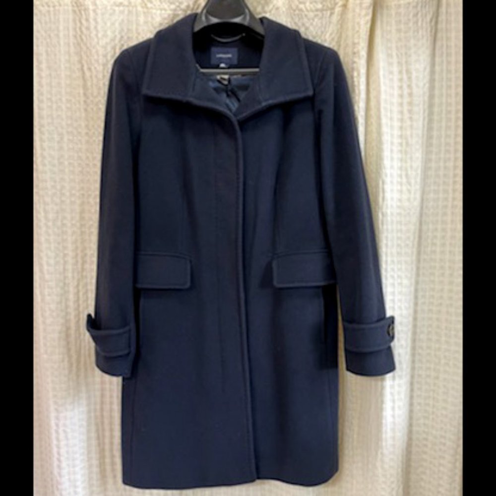 Ladies’ Lands End navy wool blend walker coat , size 10